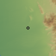 Shaded relief of the 59 km around Ad Dawm, drawn from the GMTED2010 grid