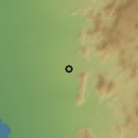 Shaded relief of the 59 km around al-Jarr, drawn from the GMTED2010 grid