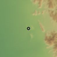 Shaded relief of the 59 km around al-Jarr, drawn from the GMTED2010 grid