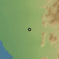 Shaded relief of the 59 km around al-Jarrāh̨ī, drawn from the GMTED2010 grid