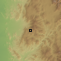 Shaded relief of the 59 km around al-Mah̨ābišah, drawn from the GMTED2010 grid