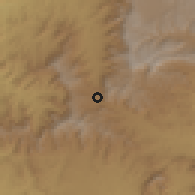 Shaded relief of the 59 km around al-Maẖādir, drawn from the GMTED2010 grid