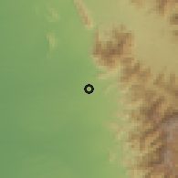 Shaded relief of the 59 km around al-Mah̨allatayn, drawn from the GMTED2010 grid