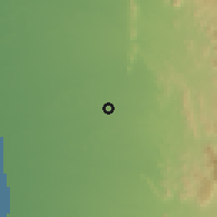 Shaded relief of the 59 km around Ad Dayr, drawn from the GMTED2010 grid