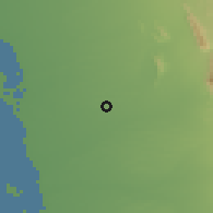 Shaded relief of the 59 km around al-Marāwi'ah, drawn from the GMTED2010 grid