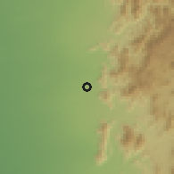 Shaded relief of the 59 km around al-Mawqar, drawn from the GMTED2010 grid