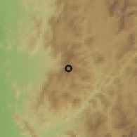 Shaded relief of the 59 km around al-Miftāh̨, drawn from the GMTED2010 grid