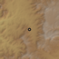 Shaded relief of the 59 km around al-Mih̨rath, drawn from the GMTED2010 grid