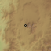 Shaded relief of the 59 km around al-Mi'zāb, drawn from the GMTED2010 grid