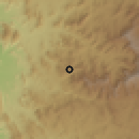 Shaded relief of the 59 km around al-Muşayni'ah, drawn from the GMTED2010 grid