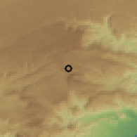 Shaded relief of the 59 km around al-Qārah, drawn from the GMTED2010 grid