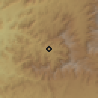 Shaded relief of the 59 km around al-'Udayn, drawn from the GMTED2010 grid