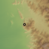 Shaded relief of the 59 km around 'Antarah, drawn from the GMTED2010 grid