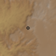 Shaded relief of the 59 km around Ah̨lāl, drawn from the GMTED2010 grid