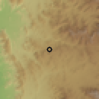 Shaded relief of the 59 km around ar-Rawnah, drawn from the GMTED2010 grid
