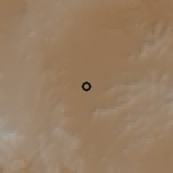 Shaded relief of the 59 km around ar-Rawnah, drawn from the GMTED2010 grid
