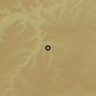 Shaded relief of the 59 km around ar-Rudūd, drawn from the GMTED2010 grid