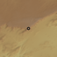Shaded relief of the 59 km around 'Aryab, drawn from the GMTED2010 grid