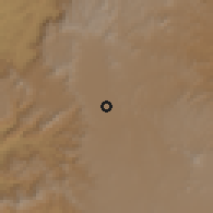Shaded relief of the 59 km around 'Asam, drawn from the GMTED2010 grid