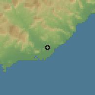 Shaded relief of the 59 km around as-Sufāl, drawn from the GMTED2010 grid