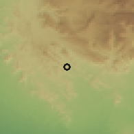 Shaded relief of the 60 km around At Turbah, drawn from the GMTED2010 grid