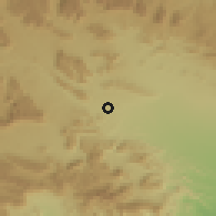 Shaded relief of the 59 km around 'Azzān, drawn from the GMTED2010 grid