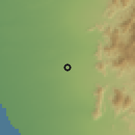 Shaded relief of the 59 km around az-Zarībah, drawn from the GMTED2010 grid