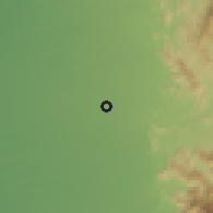 Shaded relief of the 59 km around Bajīlah, drawn from the GMTED2010 grid