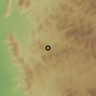 Shaded relief of the 59 km around Banī 'Alī, drawn from the GMTED2010 grid