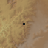 Shaded relief of the 59 km around Banī H̨ajāj, drawn from the GMTED2010 grid