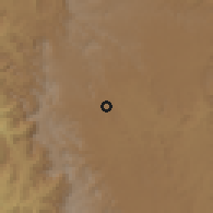 Shaded relief of the 59 km around Bāqim, drawn from the GMTED2010 grid