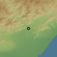 Shaded relief of the 60 km around Bātīs, drawn from the GMTED2010 grid
