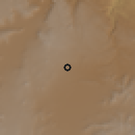 Shaded relief of the 59 km around Bayt Marrān, drawn from the GMTED2010 grid