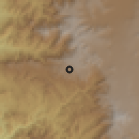 Shaded relief of the 59 km around Bayt Qaţīnah, drawn from the GMTED2010 grid