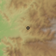 Shaded relief of the 59 km around Dawās, drawn from the GMTED2010 grid
