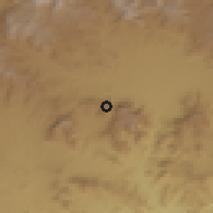 Shaded relief of the 59 km around D̨awrān, drawn from the GMTED2010 grid