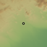 Shaded relief of the 60 km around al-'Anad, drawn from the GMTED2010 grid