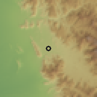 Shaded relief of the 59 km around Dayr Zinqāh̨, drawn from the GMTED2010 grid