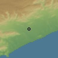 Shaded relief of the 59 km around Gayl Bawazīr, drawn from the GMTED2010 grid