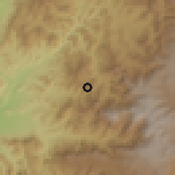 Shaded relief of the 59 km around H̨ajjah, drawn from the GMTED2010 grid