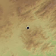 Shaded relief of the 60 km around H̱ayrān, drawn from the GMTED2010 grid