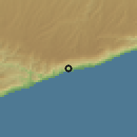 Shaded relief of the 59 km around Jāđib, drawn from the GMTED2010 grid