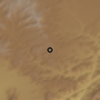 Shaded relief of the 59 km around Juban, drawn from the GMTED2010 grid