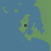 Shaded relief of the 59 km around Kamarān, drawn from the GMTED2010 grid