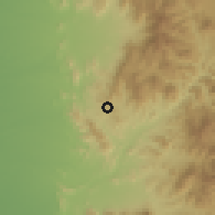 Shaded relief of the 59 km around Ku'aydinah, drawn from the GMTED2010 grid