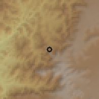 Shaded relief of the 59 km around Kuh̨lān, drawn from the GMTED2010 grid