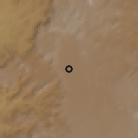 Shaded relief of the 59 km around Ma'bar, drawn from the GMTED2010 grid