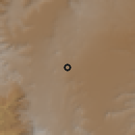 Shaded relief of the 59 km around Madām, drawn from the GMTED2010 grid