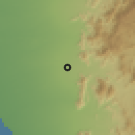 Shaded relief of the 59 km around Mah̨wā al-Mušarri', drawn from the GMTED2010 grid