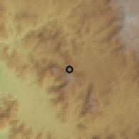 Shaded relief of the 59 km around Manāẖah, drawn from the GMTED2010 grid